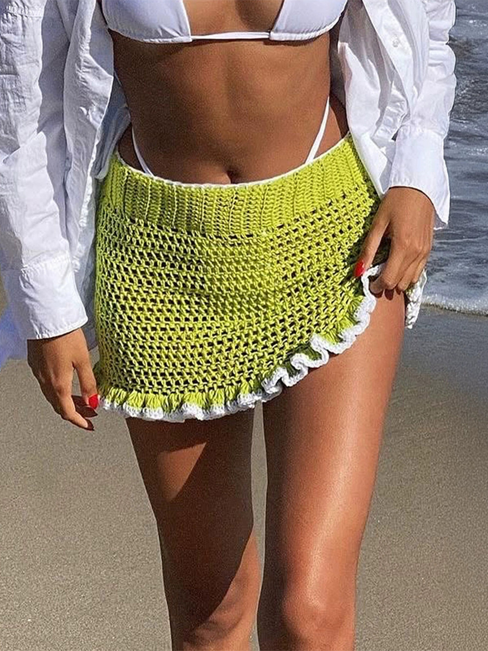 Zara Kaikuo Knitted Lace Short Skirt Spring Summer Vacation